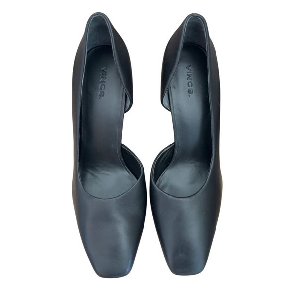 VINCE Tiana Square Toe Leather Pumps Black Size 8.5 - Picture 1 of 10